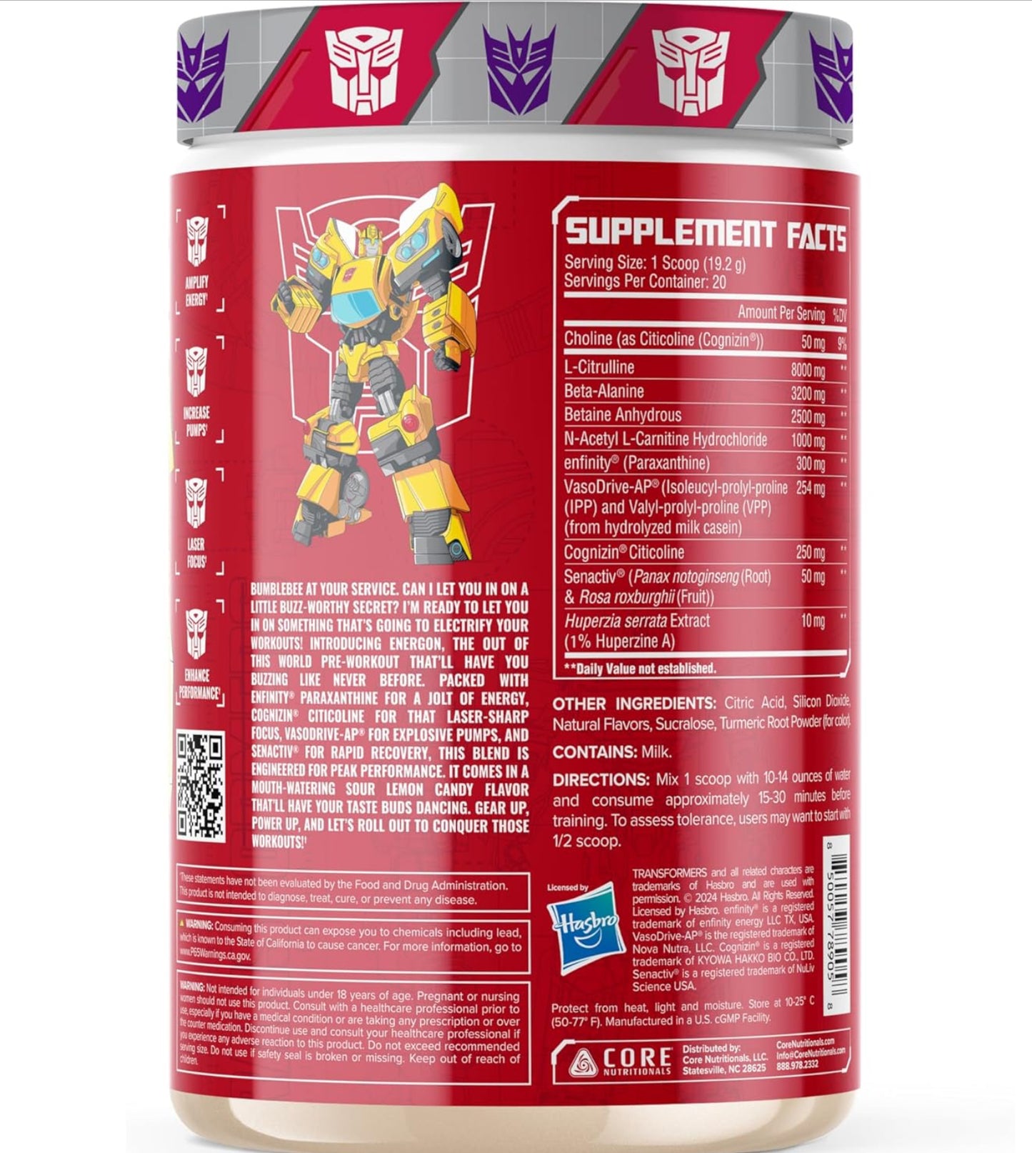 Energon Transformers Pre Entreno 20 Serv