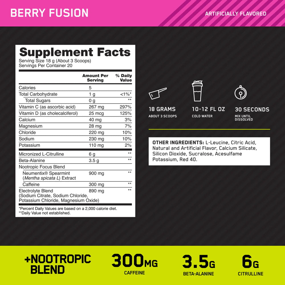 Optimum Nutrition Amped 20Serv