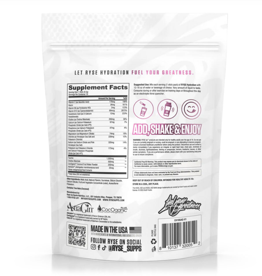 Ryse Core Hydration 16 Serv Kool Aid