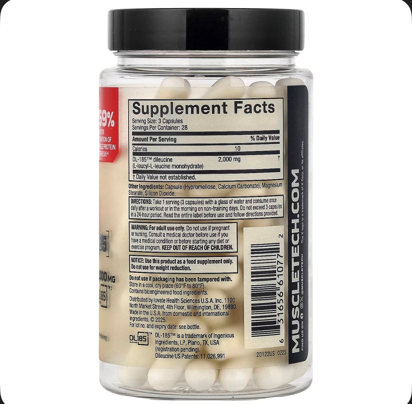 Muscletech Muscle Peptide 185 | 84 Caps | Fuerza y Recuperacion