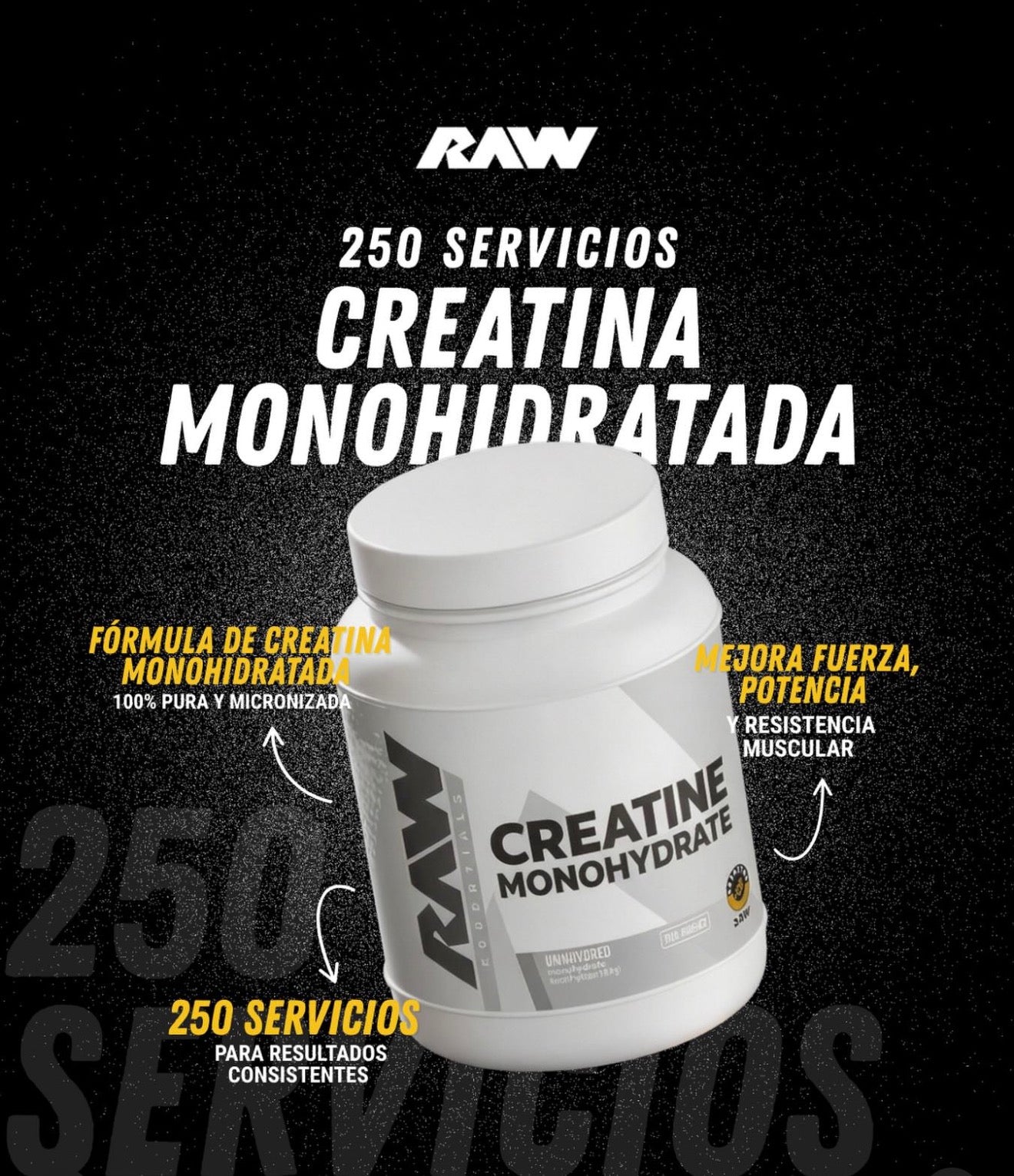 Raw Creatina 250 Servicios