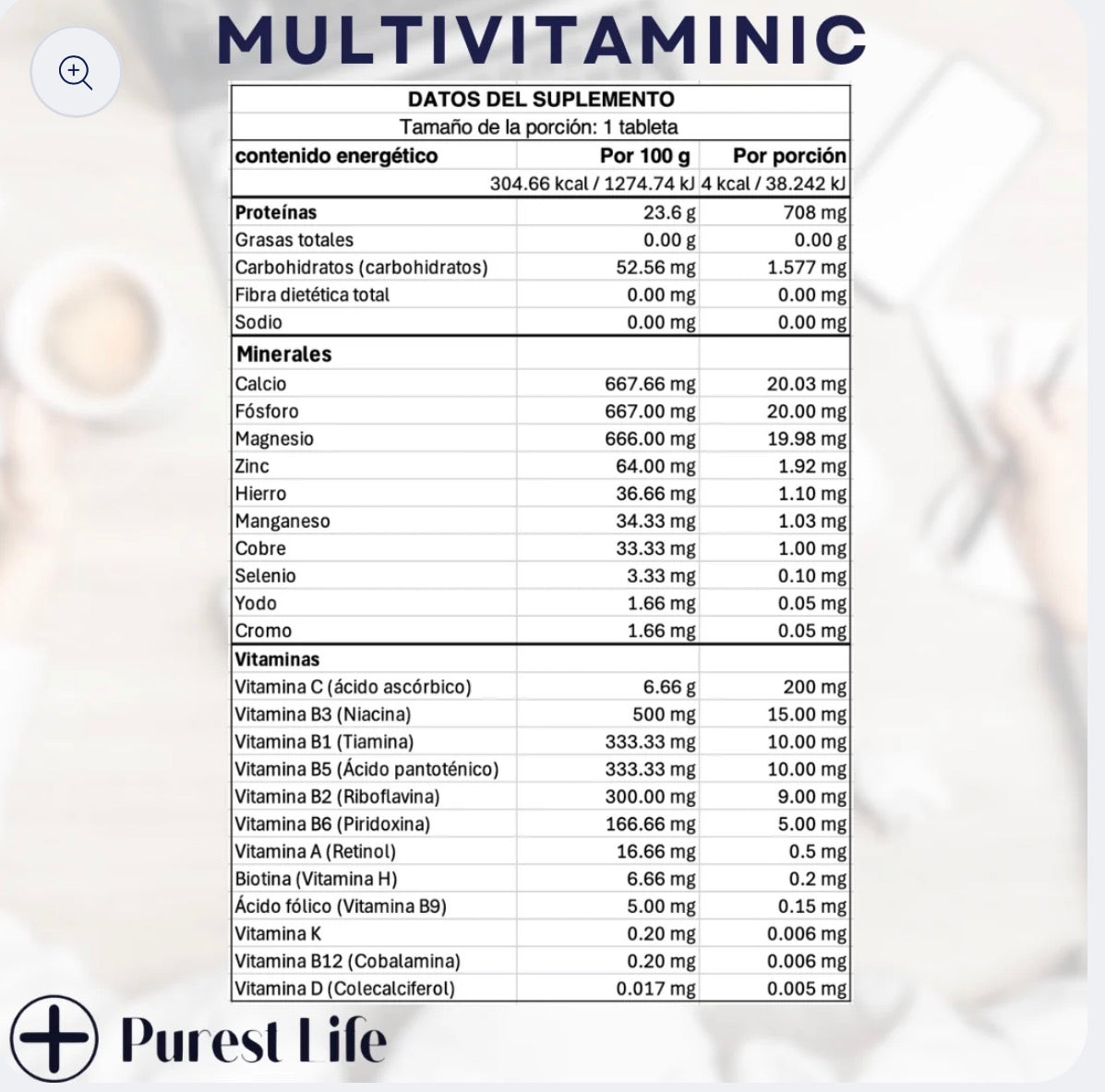 Purest Life Multivitaminico 100 Tabs