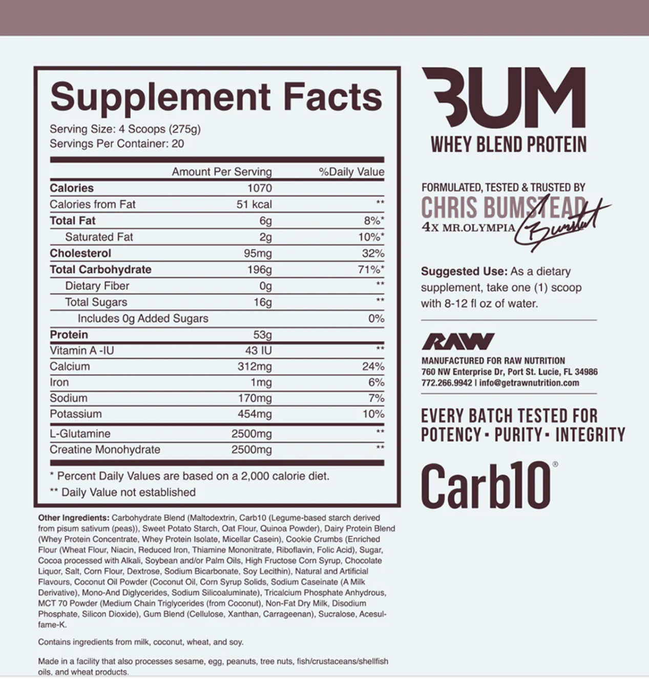 Raw Cbum Mass Gainer 12 Lbs