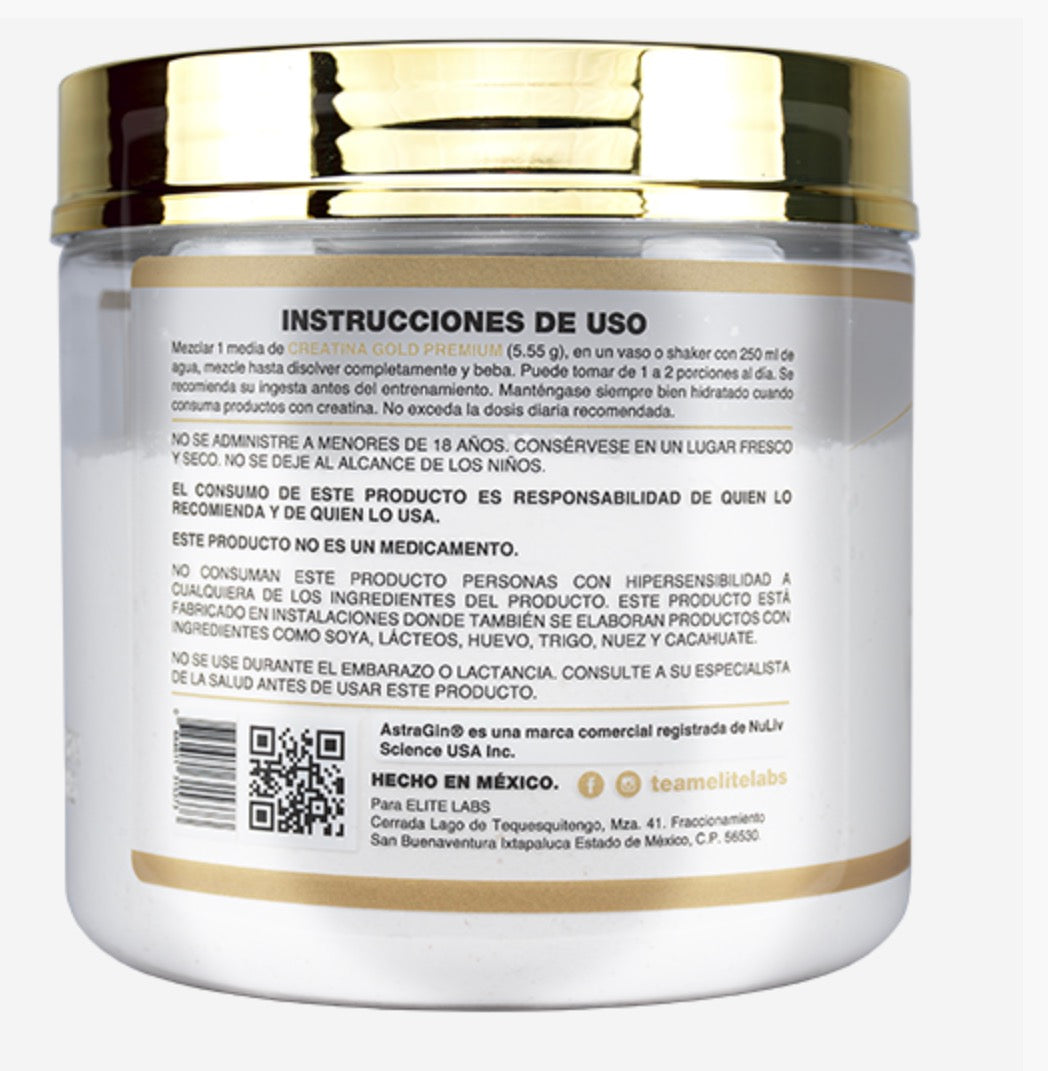 Elite Labs Creatina Gold Premium + Astragin 80 Serv