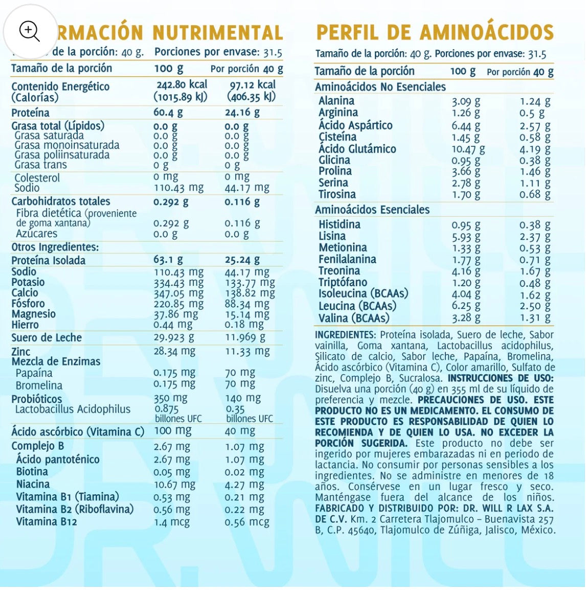 Dr Will Proteina Iso 1.26 Kg