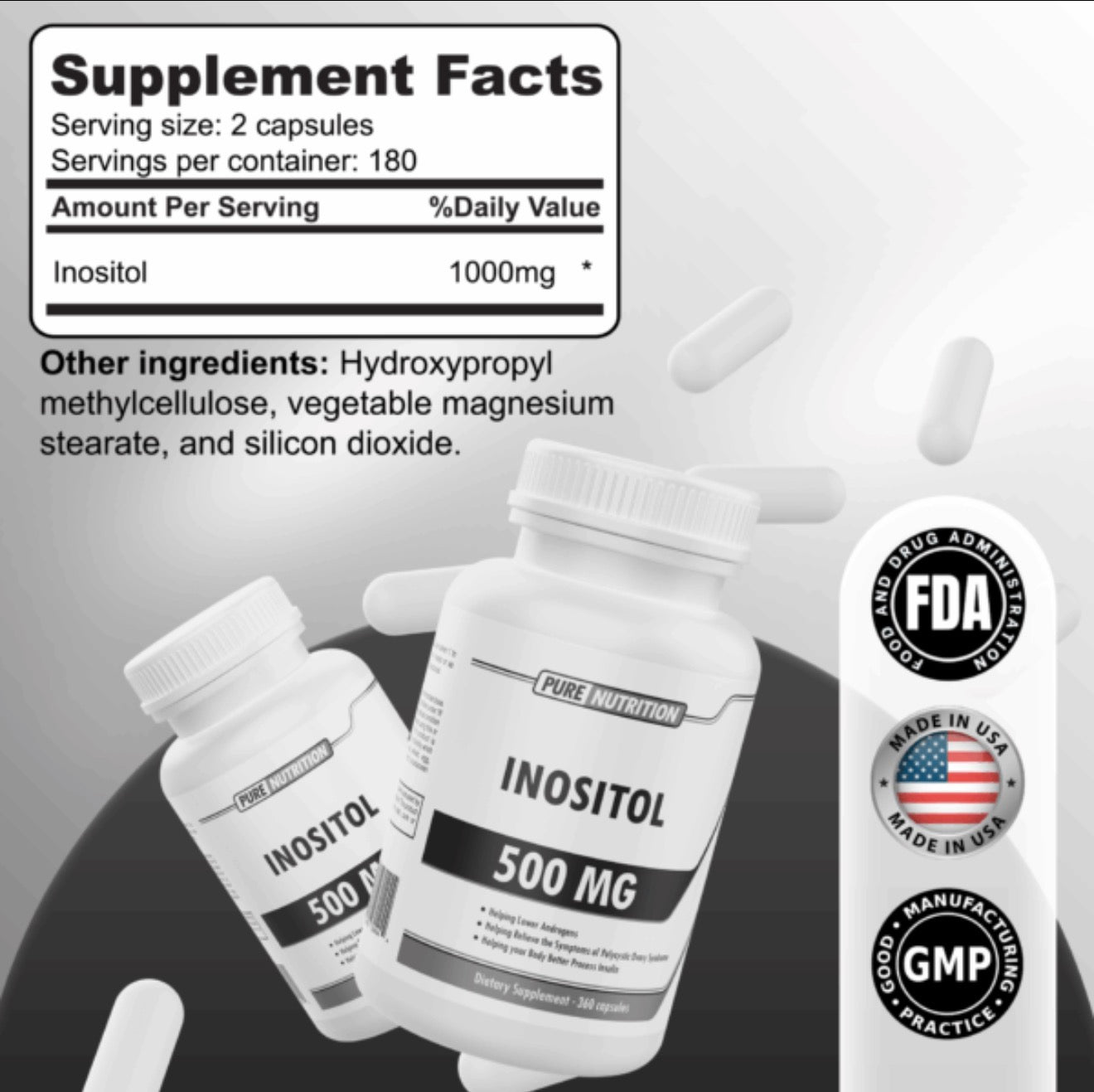 Pure Nutrition Inositol 500 Mg 360 Caps