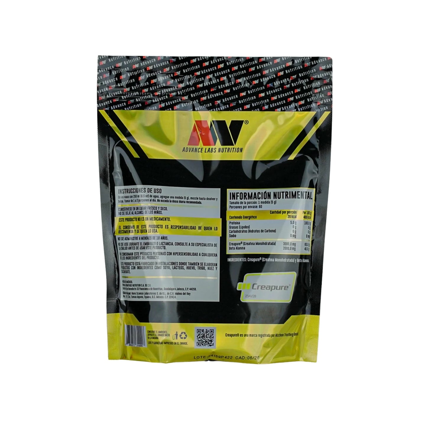 Advance Nutrition Creatina & Beta Alanina 300 Grs