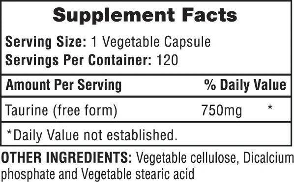 HTP Taurine 750 120 Tabs