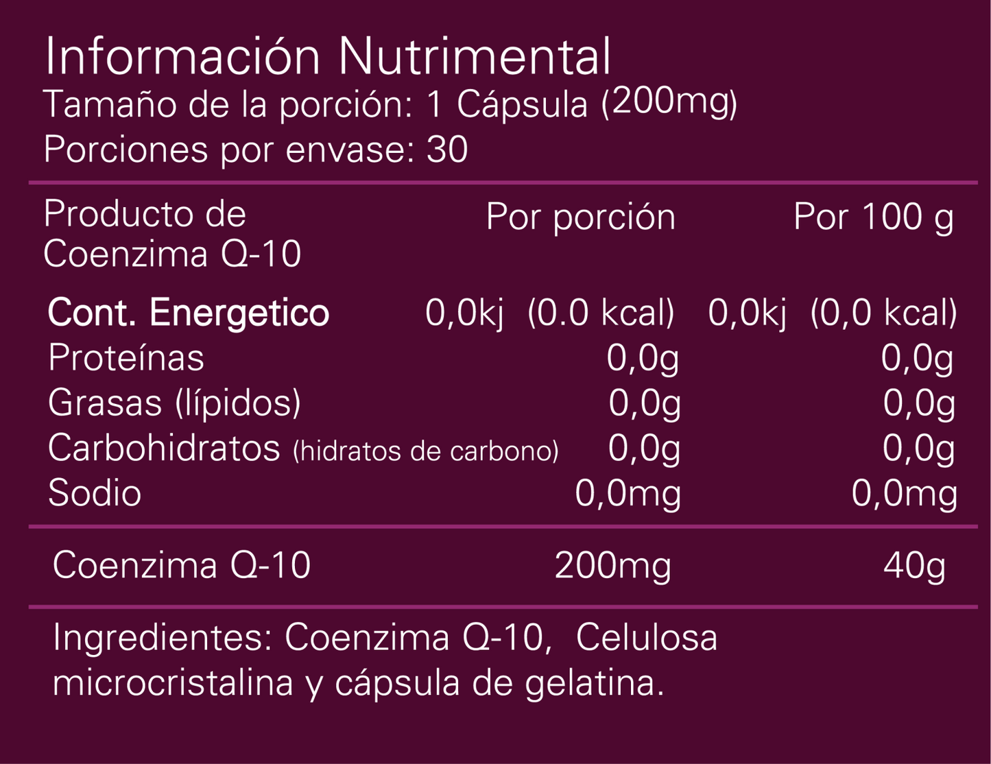 Alpha Nutrition Coenzima Co Q-10 30 Caps