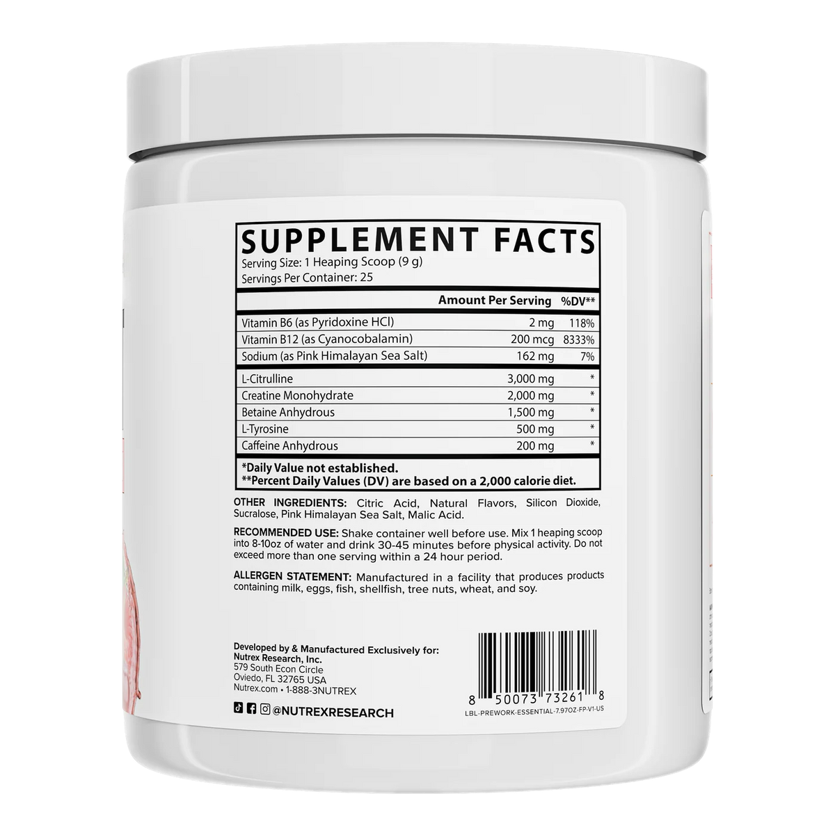 Ex- Nutrex Research Pre Workout Essentials 25 Serv