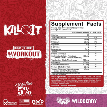 Kill It Preworkout Drink 12Pack 12oz