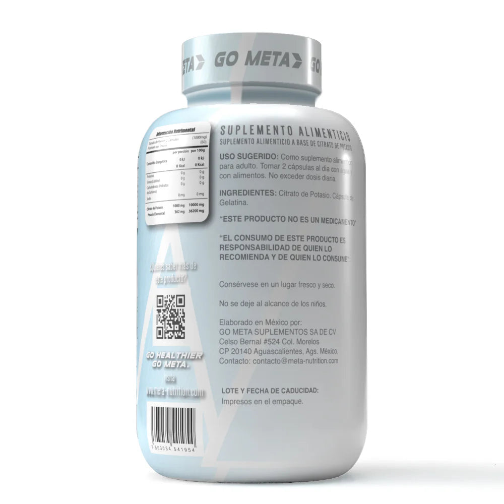 Meta Nutrition Citrato de Potasio 1000Mg 120 Caps