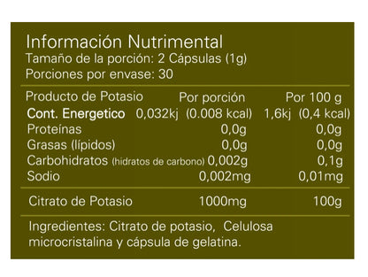 Alpha Nutrition Citrato de Potasio 60 Caps