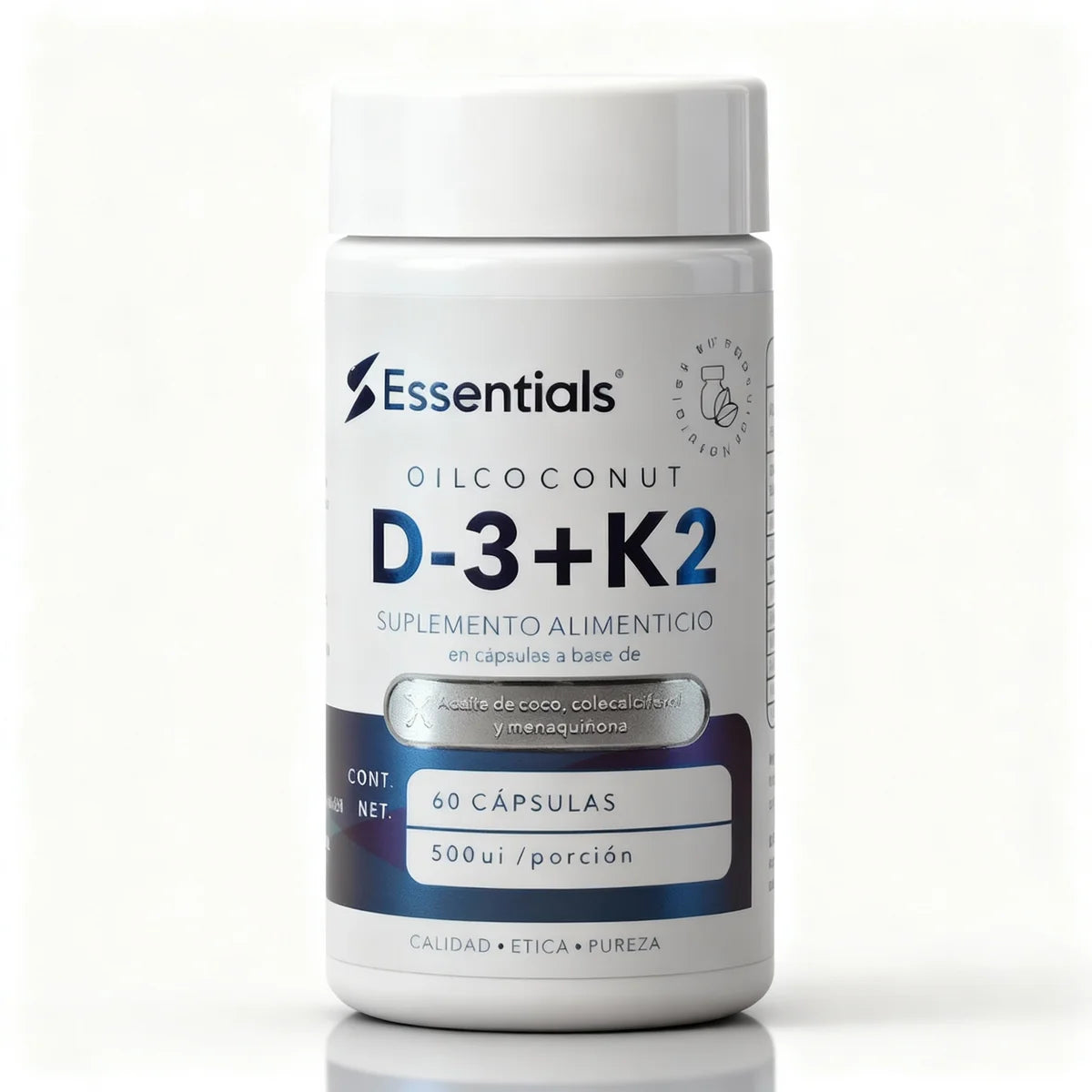 Essentials Vitamina D3 + K2 500IU 60Caps