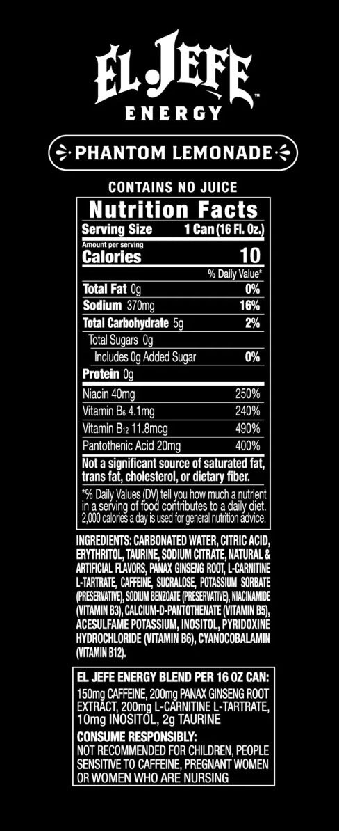 El Jefe Energy Drink 473ml | Phantom Lemonade