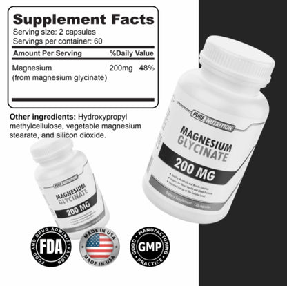 Pure Nutrition Glicinato de Magnesio 200 Mg 120 Caps