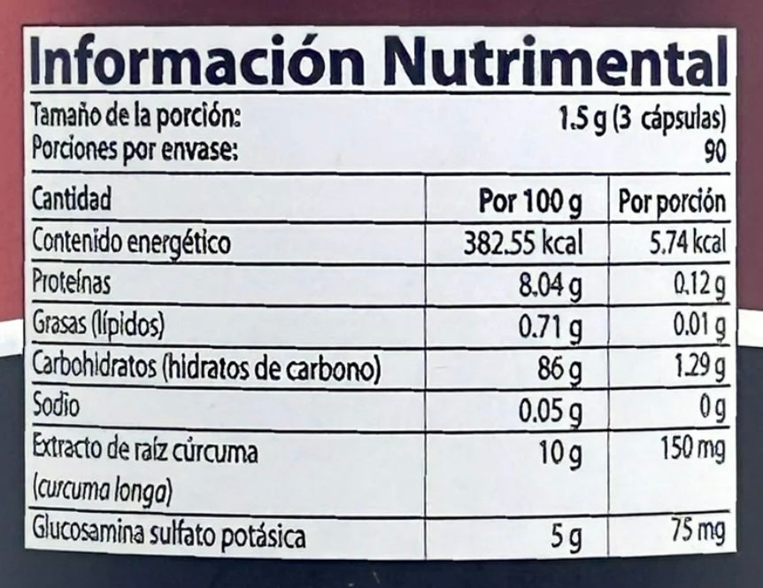 Natural Cúrcuma Glucosamina 500Mg 270Caps