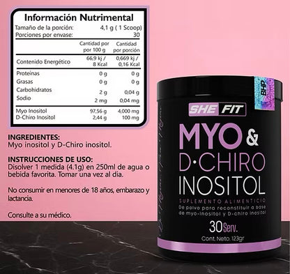 Bhp She Fit Myo & D Chiro Inositol 30 Serv + Citrato de Magnesio 20 Caps