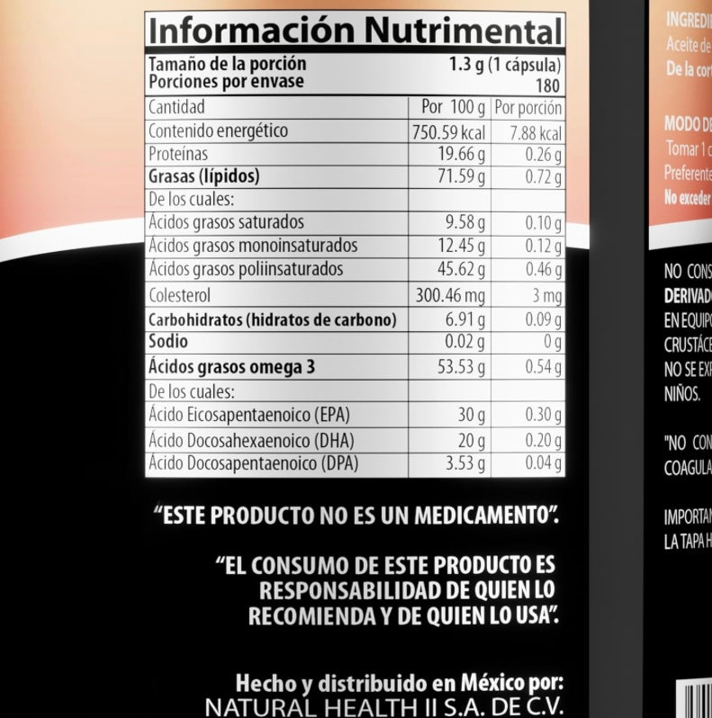 Natural Aceite de Salmón Noruego 180Caps