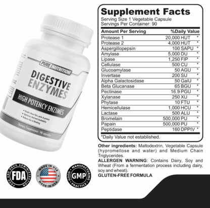 Pure Nutrition Enzymas Digestivas 90 Caps