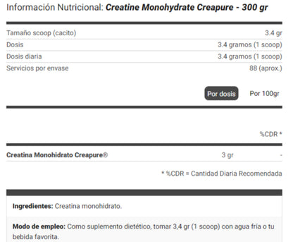 Dymatize Creatina Creapure 300grs