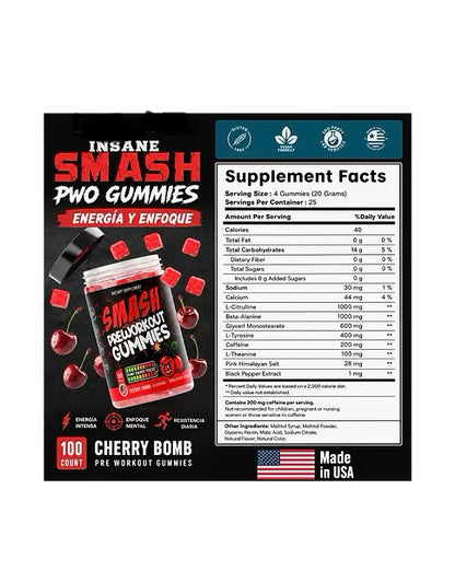 Smash Pre Entreno Gummies 100 Ct