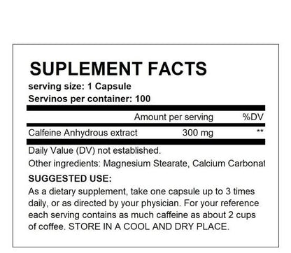 Hysterical Caffeine 300 Mg 100 Caps
