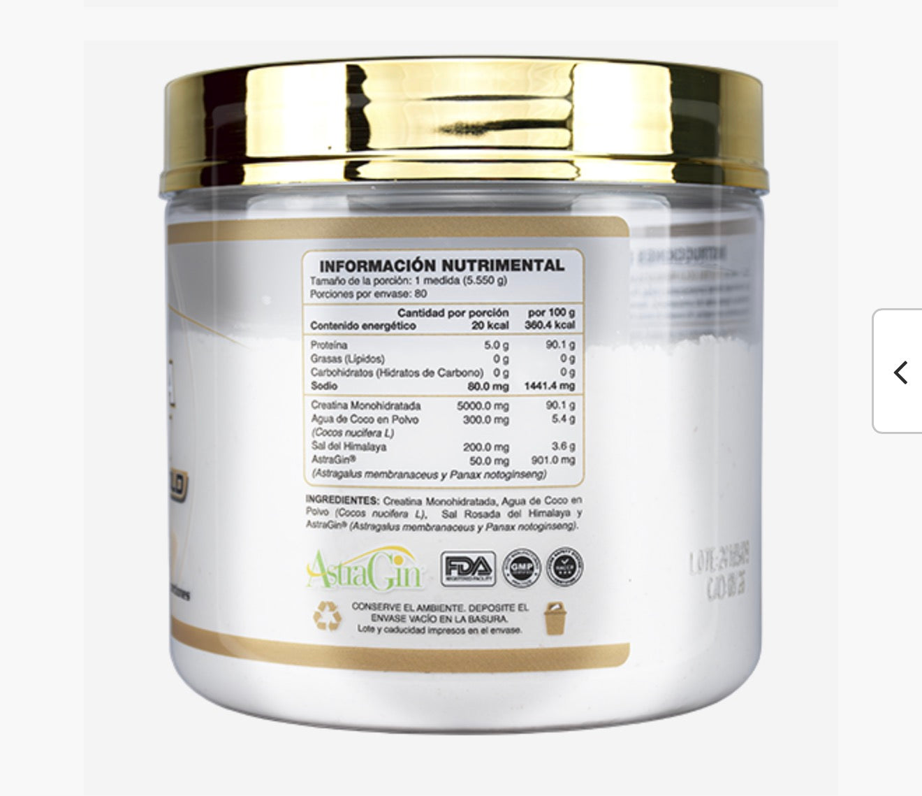 Elite Labs Creatina Gold Premium + Astragin 80 Serv