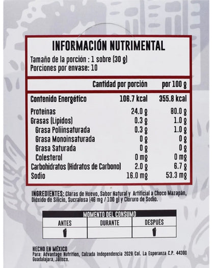 Advance Nutrition Claras de Huevo caja con 10 Sobres 30 Gr C/U