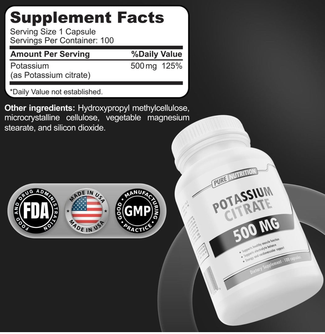 Pure Nutrition Citrato de Potasio 500 Mg 100 Caps