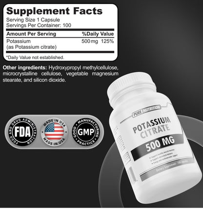 Pure Nutrition Citrato de Potasio 500 Mg 100 Caps