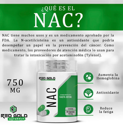 Red Gold NAC 750 Mg 60 Caps