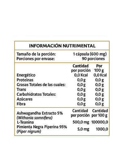 Armada Ashwagandha + L-Teanina 600 Mg 90 Caps