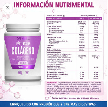Dr Will Peptidos de Colageno 500 Grs