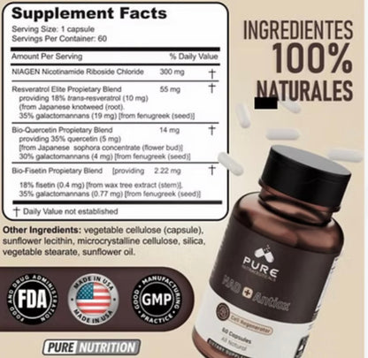 Pure Nutraceuticals NAD + Antiox 60 Caps