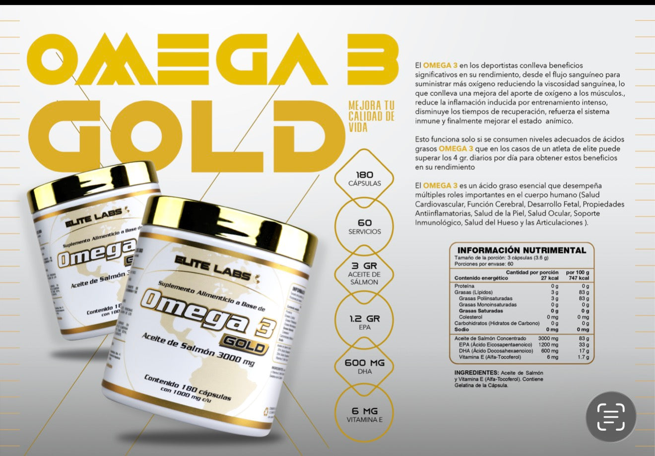 Elite Labs Omega 3 Gold 3000 Mg 180 Softgels