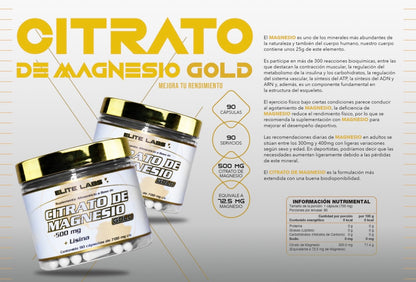 Elite Labs Citrato de Magnesio Gold 500 Mg 90 Caps