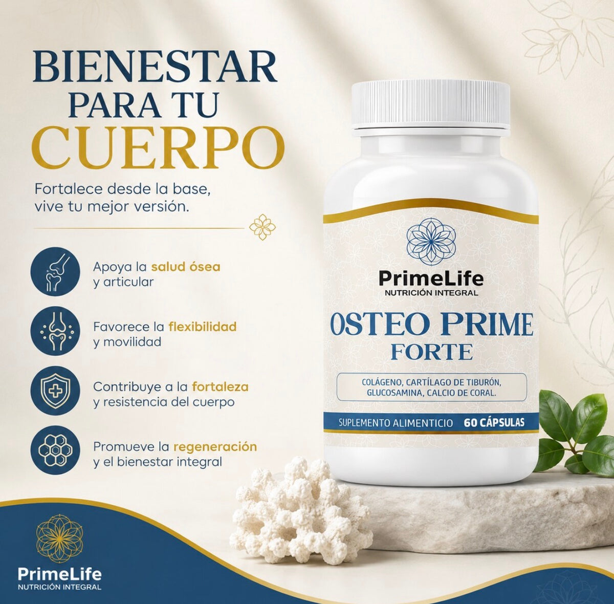 Prime Life Osteo Prime 500 Mg 60 Caps | Salud Osea