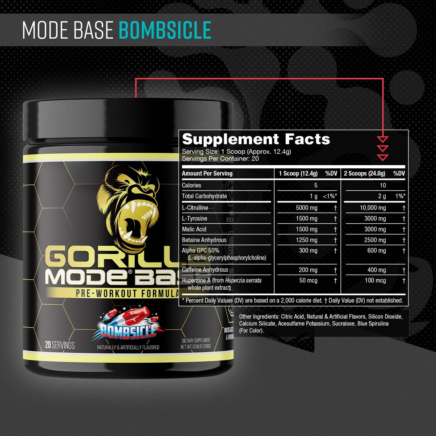 Gorilla Mind Mode Base 20 Serv Pre Entreno