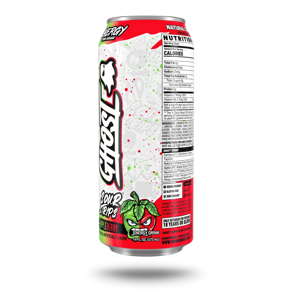 Ghost Energy Drink 473ml | Sour Strips Apple