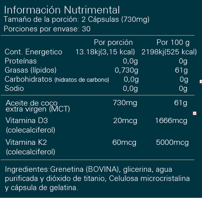 Alpha Nutrition Mct Oil+K2 y D3 60 Caps