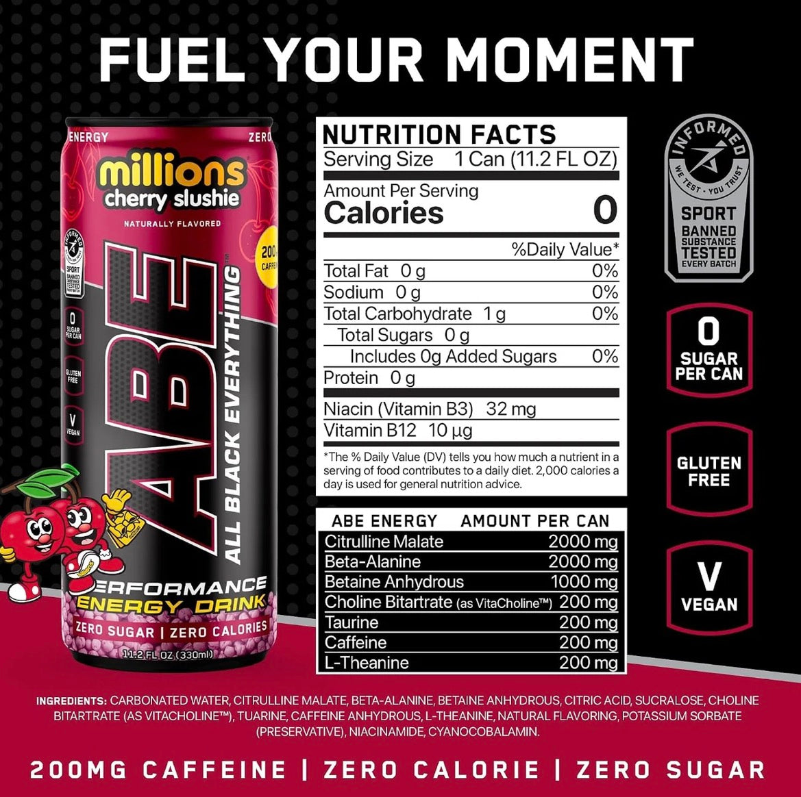 Abe Energy Drink 330ml | Millions Cherry Slushie