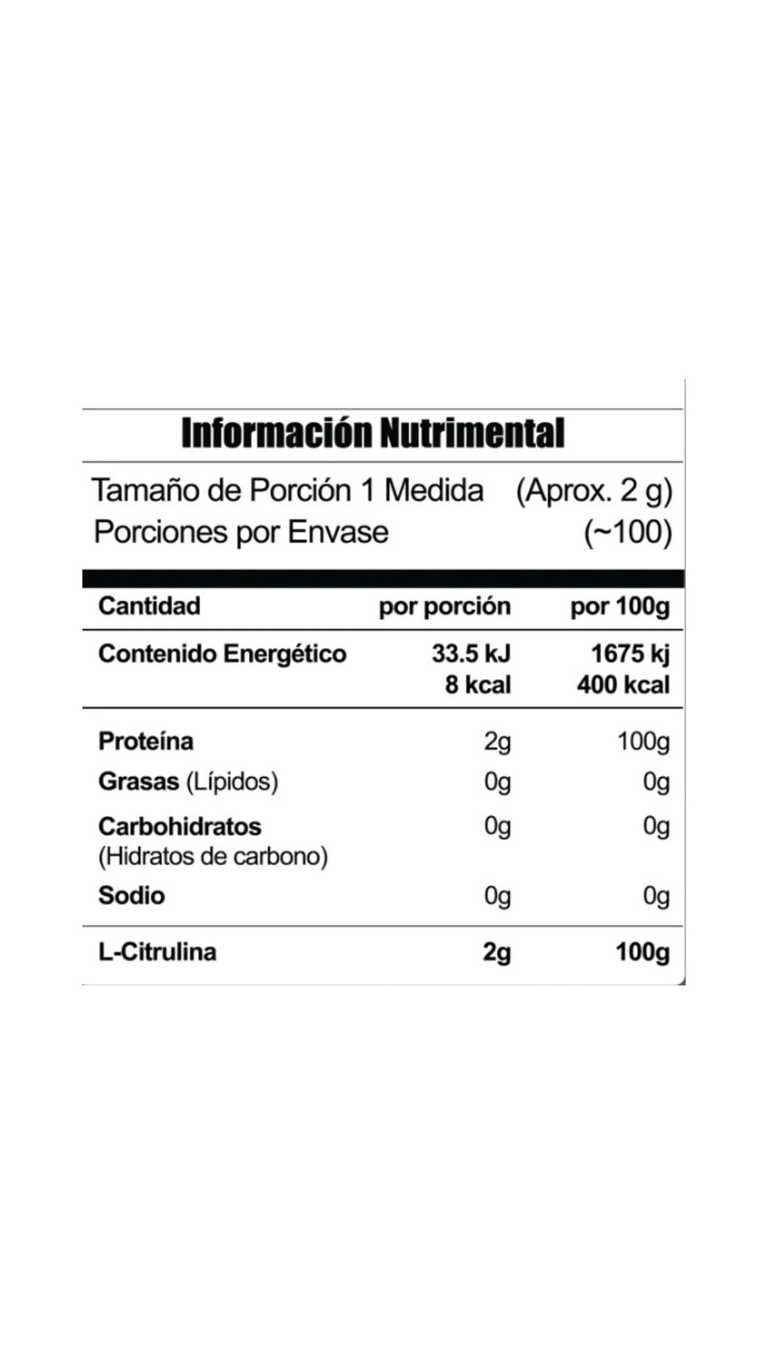 Meta Nutrition Citrulina 200 Grs